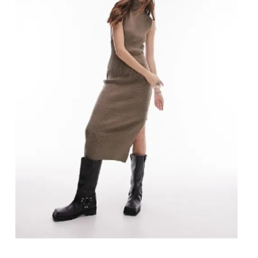 Topshop Brown Midi Dress